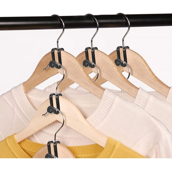 Closet Organization Space Saving Cascading Hanger Hook Set of 20 - All Black - Picture 2 of 4